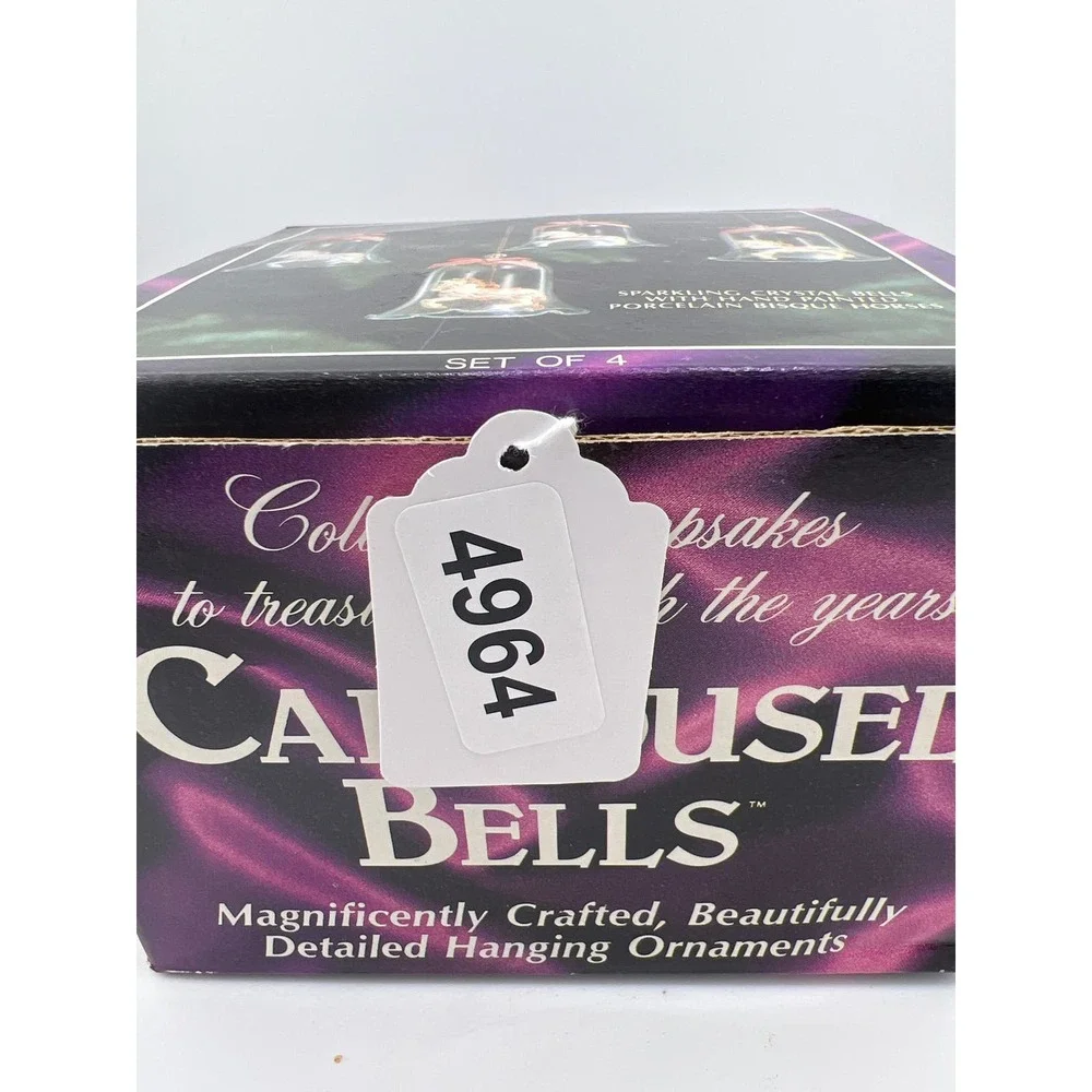 3 Carrousel Bell Ornament Horse 90s‎ Vintage Christmas